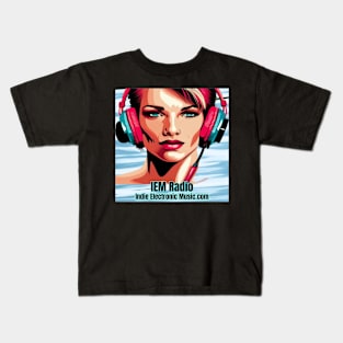 Synthwave Retrowave Girl In Headphones - IEM Radio Design Kids T-Shirt